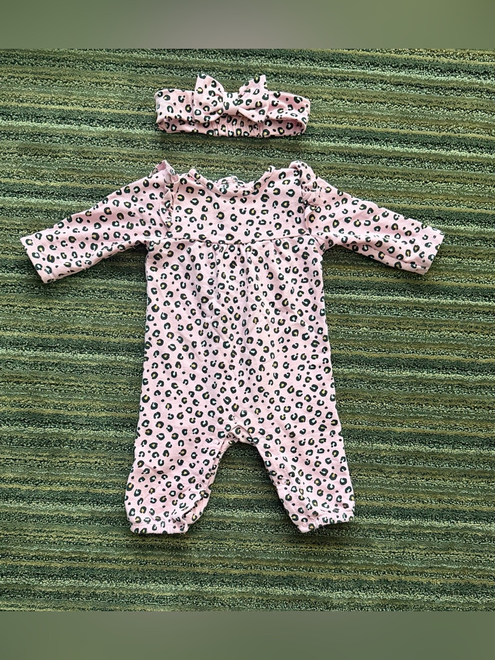 Little Me Baby Pink Leopard-Print Footie with Matching Headband